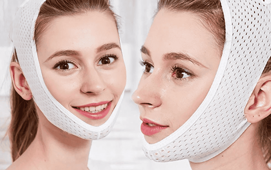 Nắn chỉnh mặt lệch bằng khăn định hình v-line